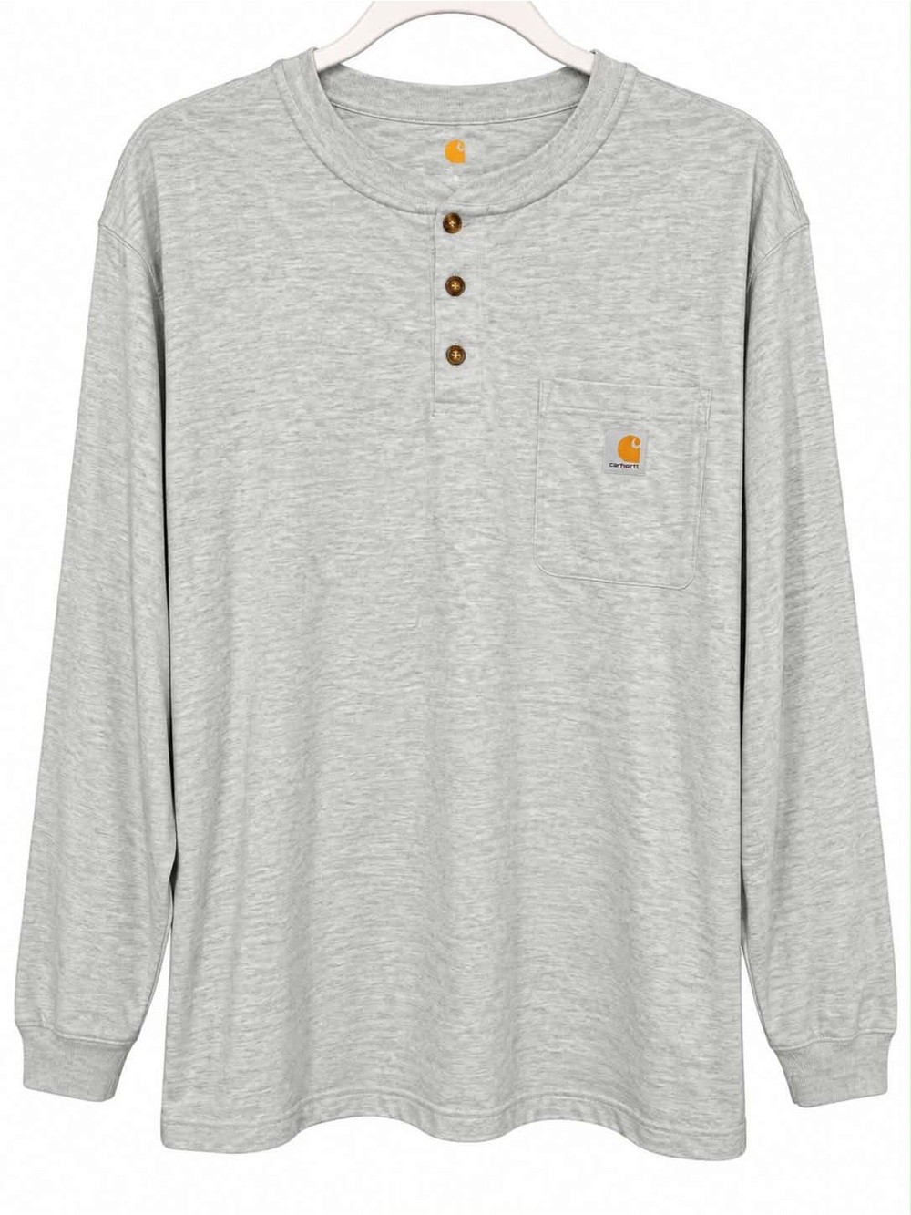 Carhartt Light Gray Long-Sleeve Henley with Chest Pocket